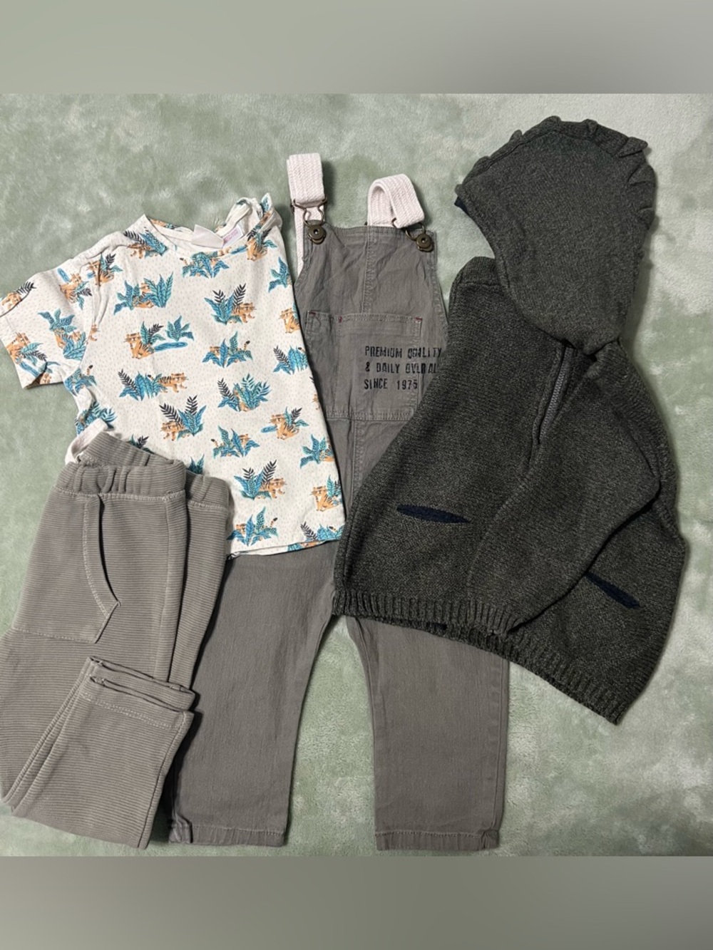 Zara BabyBoy Mixed Outfit Bundle 12-24M | Tee + Knit Pants + Overalls + Hoodie